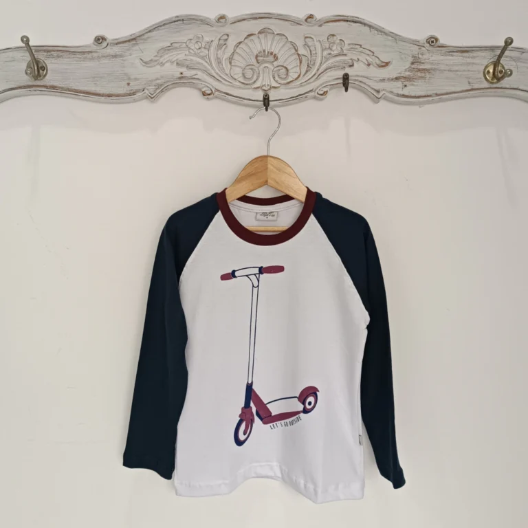REMERA NIÑO COMBINADA MONOPATIN BLANCA