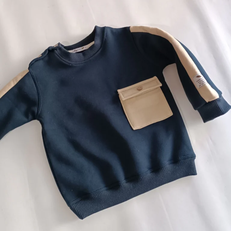 BUZO BEBE BOLSILLO COMBINADO FRIZA AZUL